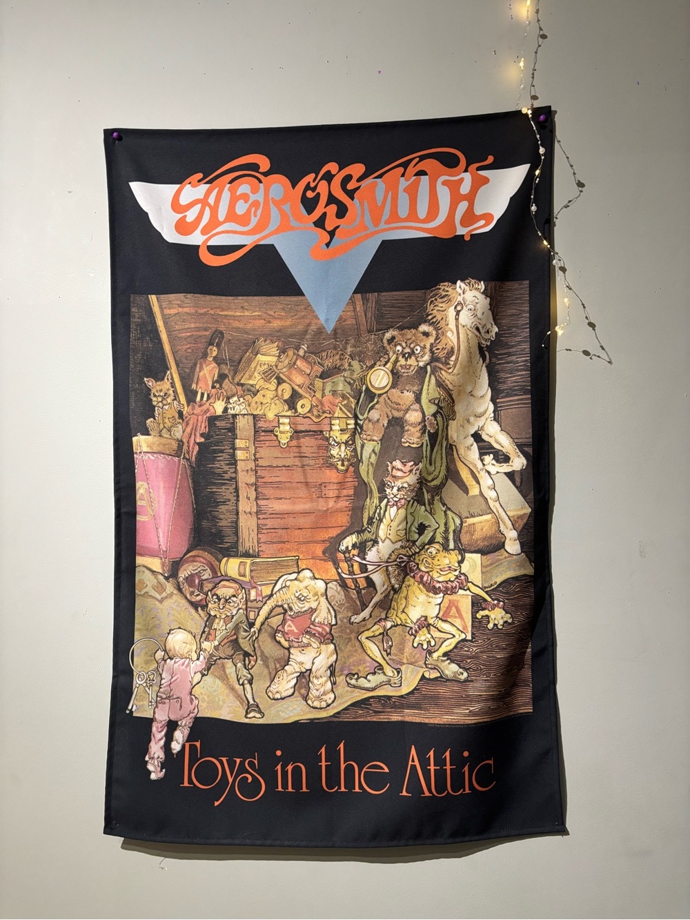 Amazon Black Aerosmith 'Toys in the Attic' Wall Tapestry with Orange Logo